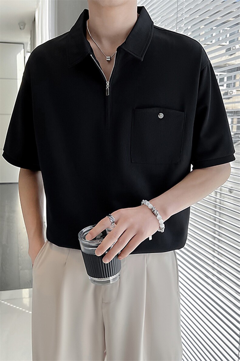 盗图设计感华夫格软糯肉感短袖Polo衫体恤PL38/P50特控78,男装T恤,电商A243