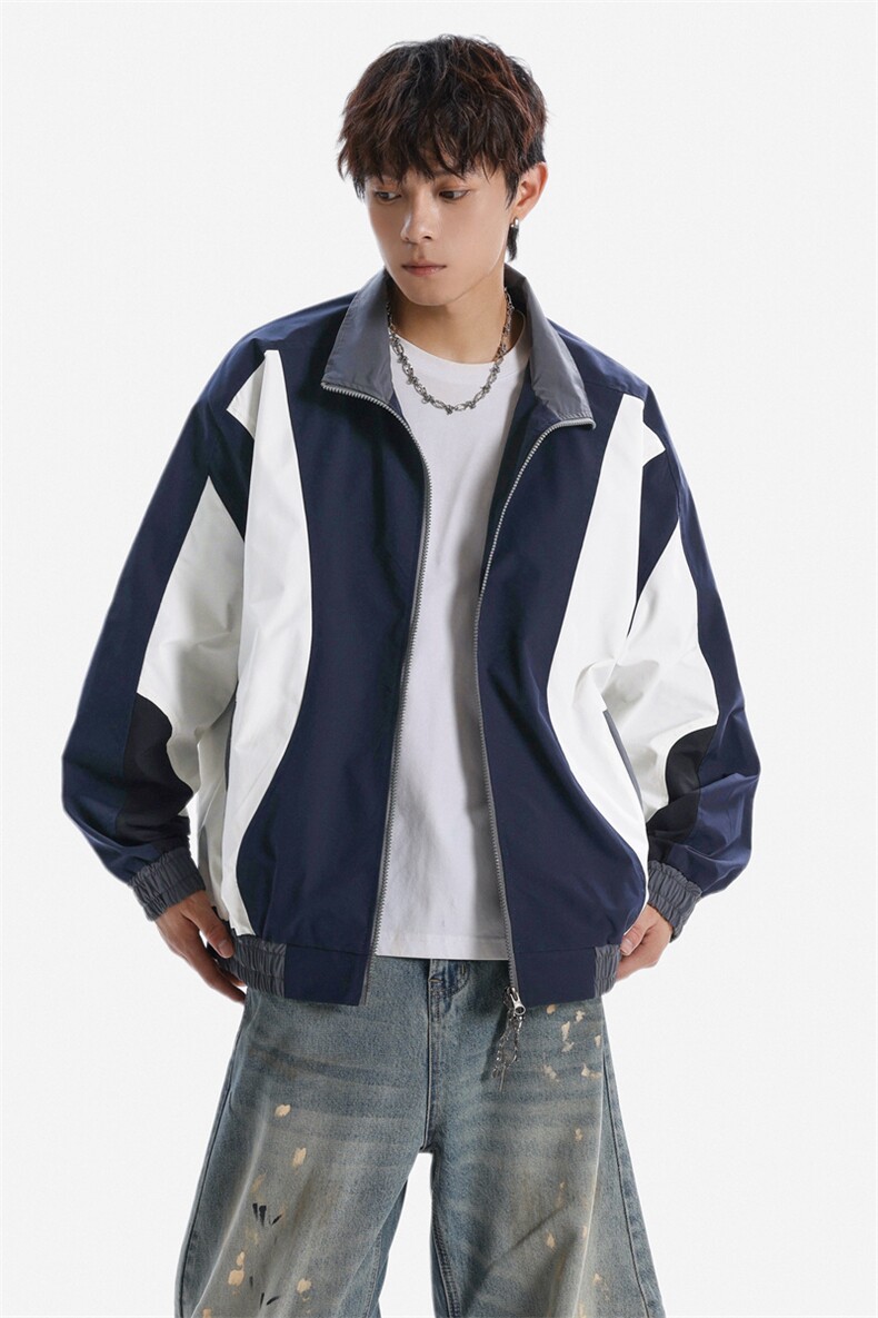 2025新款现货小米格撞色夹克男立领上衣外套DSA157B-J1571-P74,男装夹克,电商A157B
