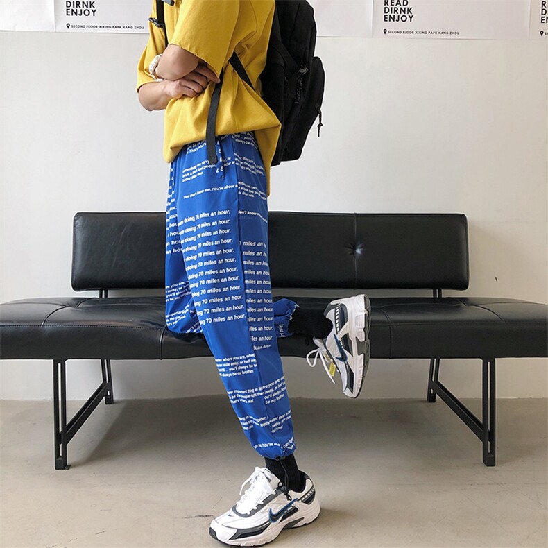 新款大货ins超火的满印束脚裤港风休闲男情侣宽松长裤N001,男装休闲裤,星座1501