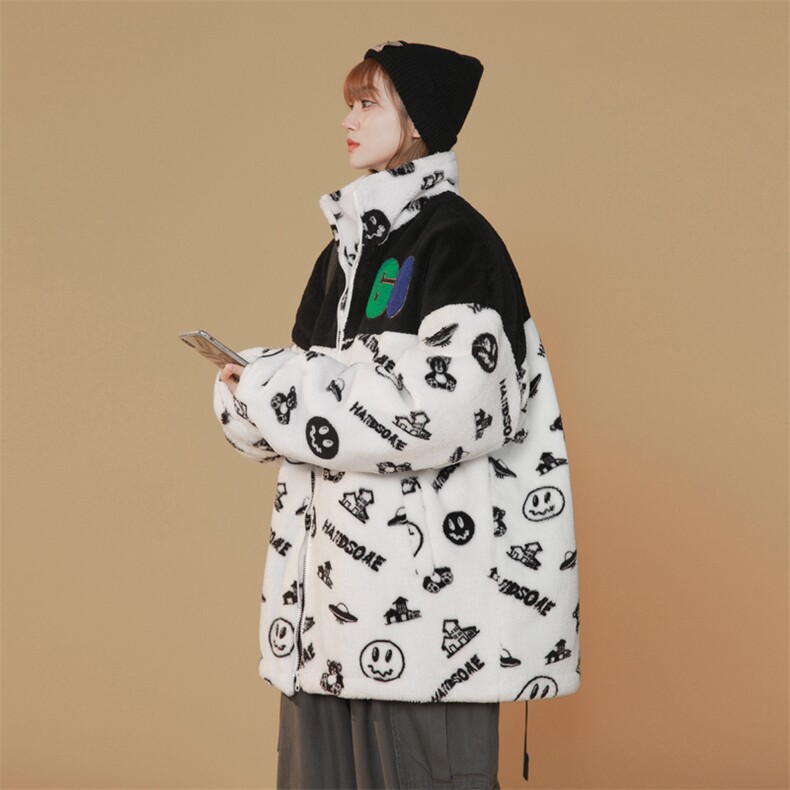2022夹克外套拼接羊羔毛夹棉棉袄棉服羊剪绒棉衣女3322-P90控138,男装夹克,星座207