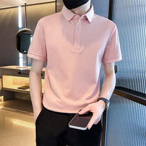 常年款品质纯色光版翻领短袖polo衫男潮牌夏季t恤修身T0257-特P40图片