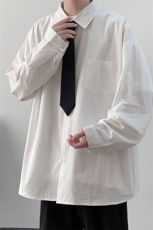 痞帅领带长袖衬衫男士大码dk制服男jk衬衣男LC42099-P45，男装衬衫，电商A040
