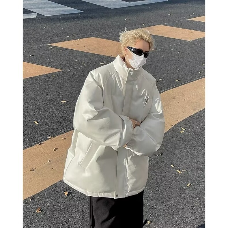 美式潮牌pu皮棉服男款冬季立领男冬季鳄鱼纹皮棉衣  R2805 P108图片