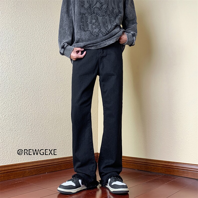B221美式ins高街小众百搭休闲毛边微喇牛仔裤LK23004-P55控78,男装牛仔裤,电商B221