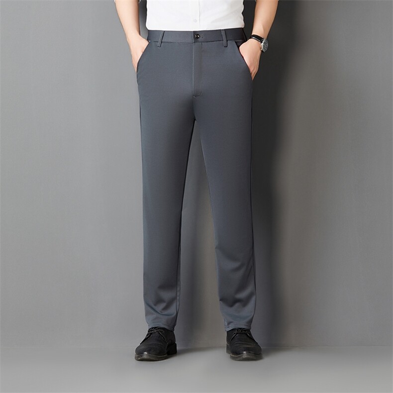 夏季男士休闲时尚百搭长裤薄款商务西裤中老年纯色潮流直筒裤子，男装西裤，钱塘6003（原4033）
