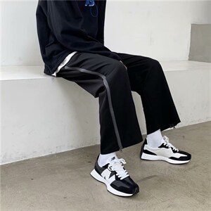 新款韩版潮流拉链休闲裤宽松潮牌ins港风痞帅直筒阔腿裤w225-p30,男装休闲裤,星座1008-1