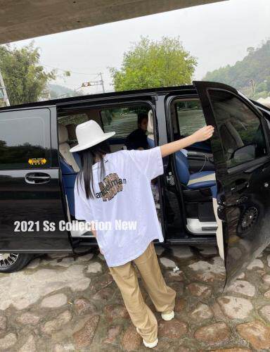 字幕破口Ｔ多色竖条子高腰拖地裤，女装，G