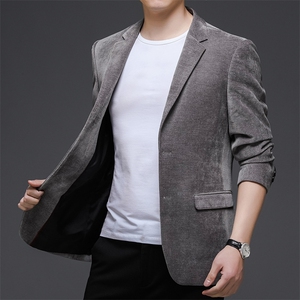 2023春秋季新款中年西装男外套商务休闲免烫中老年西服男2粒扣图片