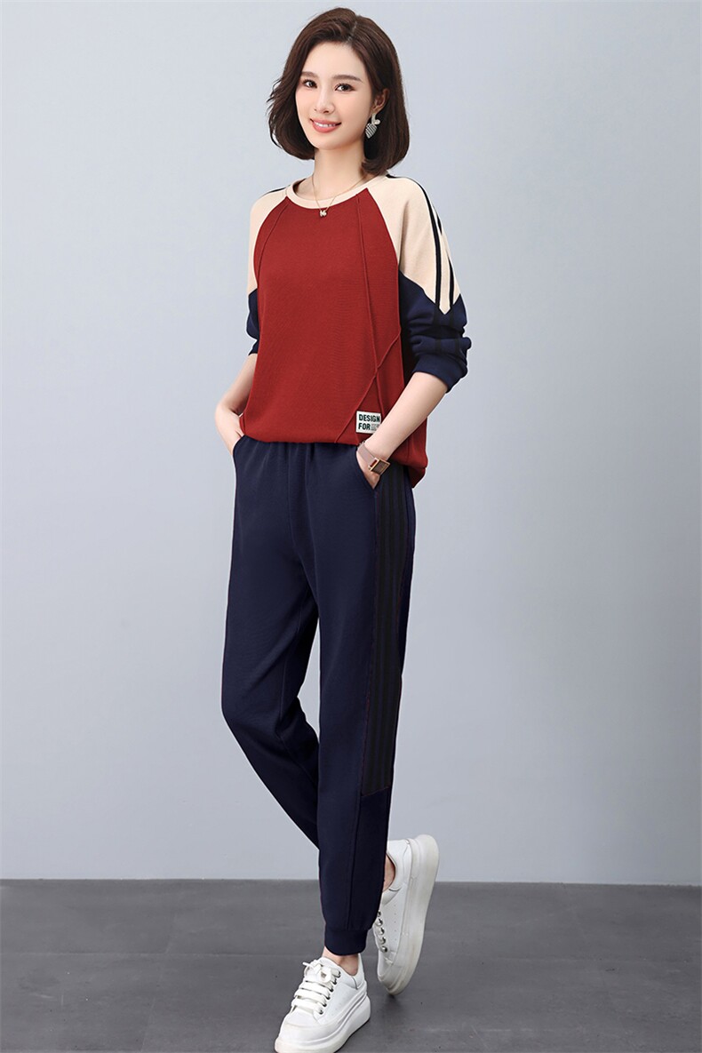 运动套装女2025新款春装小个子穿搭一整套时尚休闲中年妈妈两件套,女装套装/套裙,涵誉