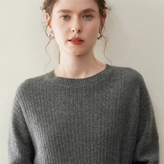 通勤圆领山羊绒针织衫女套头简约长袖高端毛衣秋冬新款穿搭上衣，女装套装/套裙，纳丰羊绒