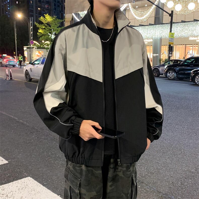 复古撞色拼接立领冲锋衣外套男开衫外套夹克棒球服JK01577-P68,男装夹克,星座308B-2