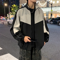 复古撞色拼接立领冲锋衣外套男开衫外套夹克棒球服JK01577-P68，男装夹克，星座308B-2