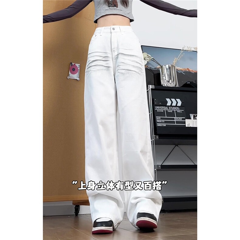 xz905-Z089# 特P38 美式高街宽松阔腿牛仔裤图片