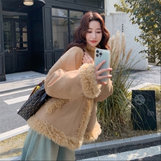 新款！冬装皮毛一体羊羔毛外套6828---P215---K318，女装皮草，2C253