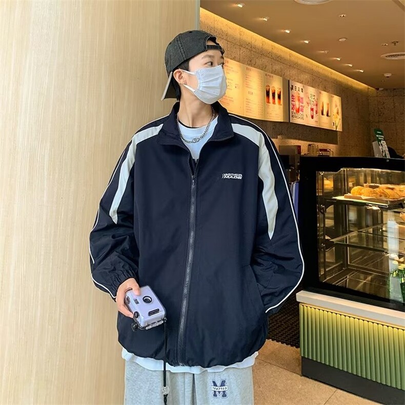 日系工装牛仔外套男春秋季复古高街翻领夹克ins潮牌宽松痞帅衣服,男装夹克,星座716-3
