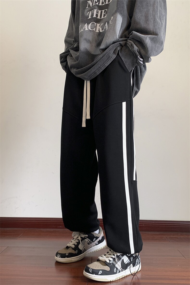 港风休闲裤男港风宽松直筒拖地裤束脚裤卫裤KP733P40,男装休闲裤,星座1204-3