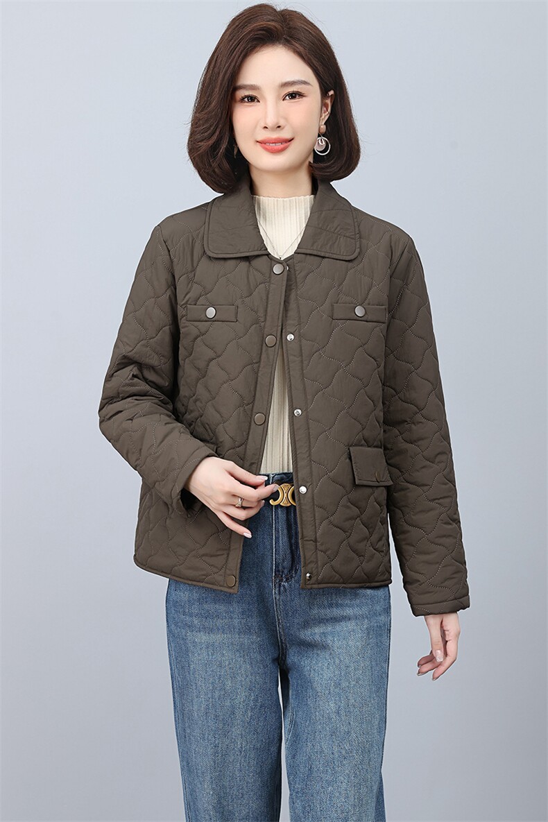 2023年冬季翻领小香风绗绣短款棉衣,女装棉衣/棉服,文熹诺
