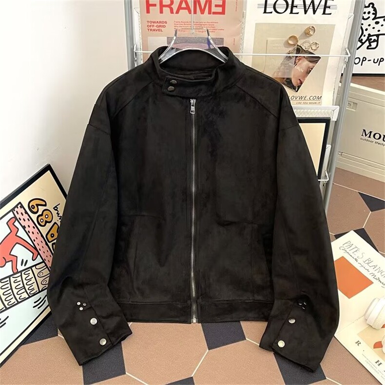立领麂皮绒宽松百搭长袖保暖夹克短外套2261 P75图片