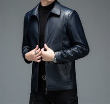 中年人男士皮衣翻领夹克爸爸装中老年男装秋冬季MY122-1-P145，男装皮衣，电商B212（原钱塘6029）