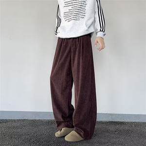 春季新款灯芯绒休闲裤男宽松直筒阔腿裤垂感长裤男A80711-p52图片