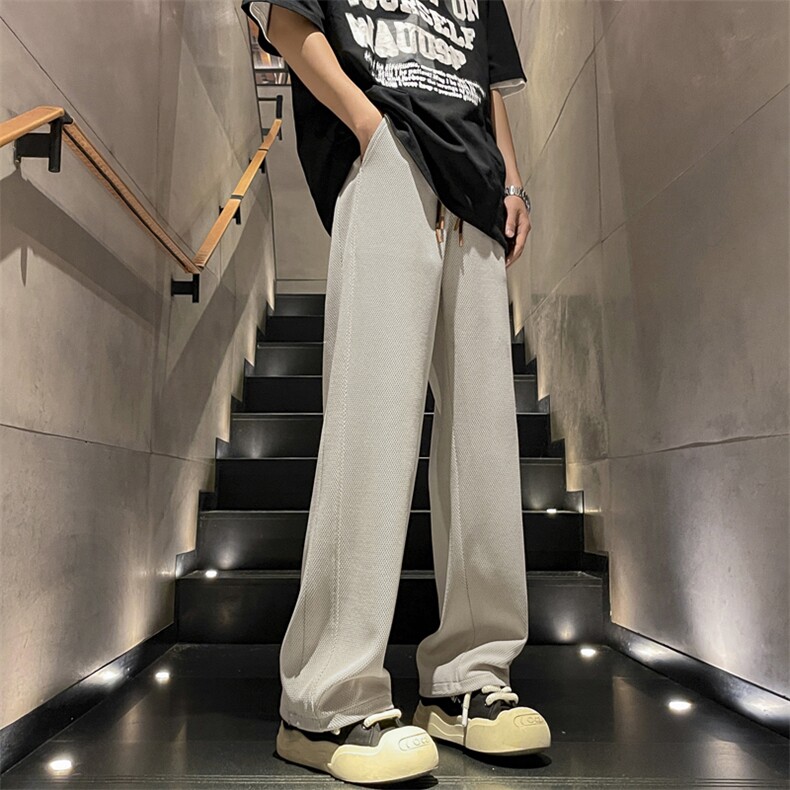 裤子潮牌阔腿直筒卫裤运动复古休闲长裤K936特批-32,男装休闲裤,星座718-1