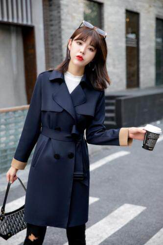 秋装新款上市：针织空气层面料拼色风衣M一XXX乚，女装风衣，拉思维加丝