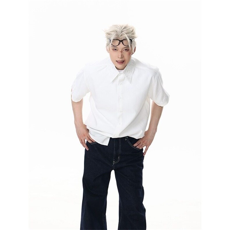 现货短袖黑色美式轻奢气质感衬衫男装2025年新款夏季高级感百,男装T恤,星座218-1（原230）