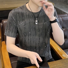 夏季新款短袖圆领满天星高品质青年修身短袖T恤上衣L5307-P30，男装T恤，星座310B-3