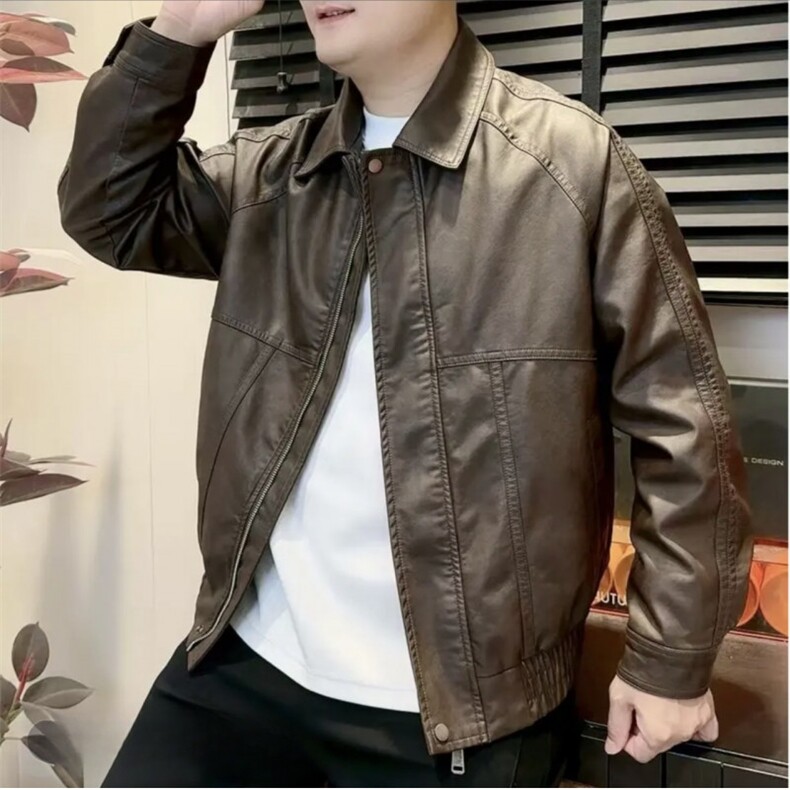 韩版潮流美式复古休闲皮衣加绒立领皮衣A329-JR8806-P165,男装皮衣,电商A329