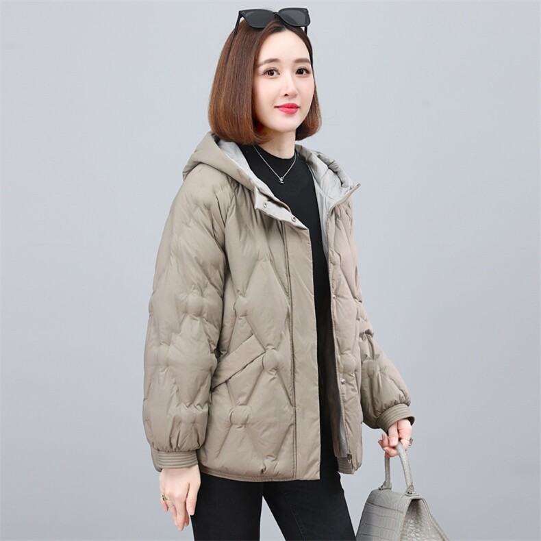 2023新款时尚宽松连帽羽绒服女短款加厚保暖外套,女装羽绒服,依恋蒂丝
