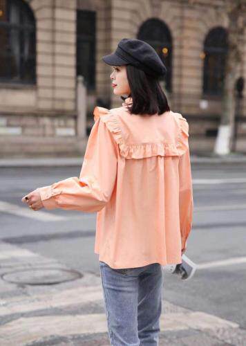 春款木耳边衬衫上衣，女装衬衫，魅力布梵