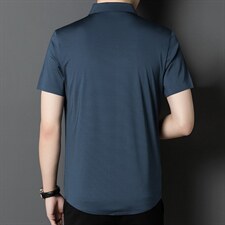 无痕衬衫男短袖2023夏季男士高弹力衬衣男装抗皱免烫休闲薄款衣服，男装衬衫，电商B212（原钱塘6029）