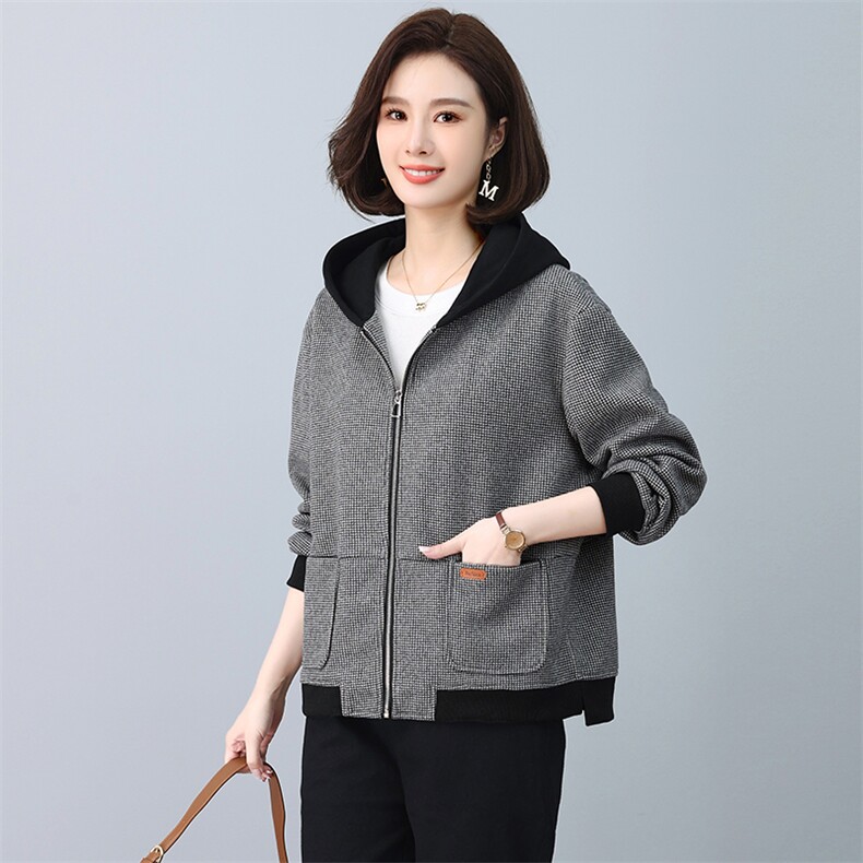 运动卫衣女2025新款时尚春秋穿搭一整套小个子搭配妈妈,女装短外套,忆绮罗