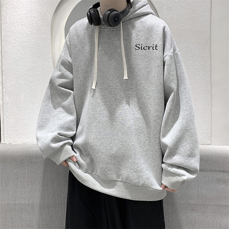 WY2098-P35纯棉连帽卫衣男大码运动帽衫宽松薄外套男,男装卫衣,电商A040