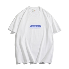 CL3男女中性圆领短袖半袖T恤衫外套大码蓝字母印花学生TEE潮宽松，男装T恤，星座115A-1