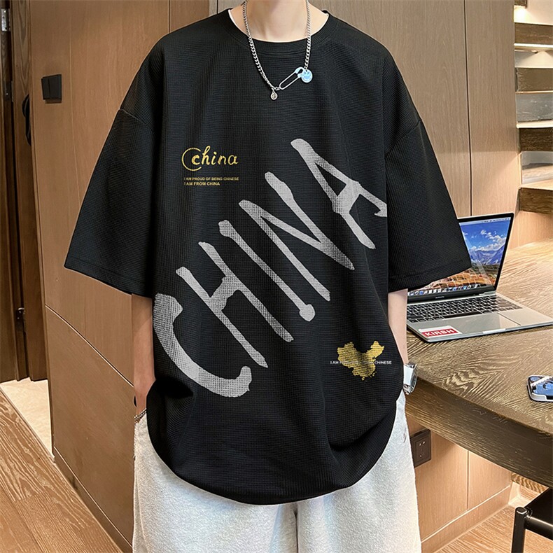 华夫格t恤男短袖男大码五分袖 酒店风 HT73208-P22图片