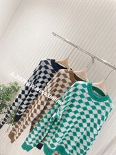 新款菱格针织毛衣均码，女装针织衫/毛衣，G