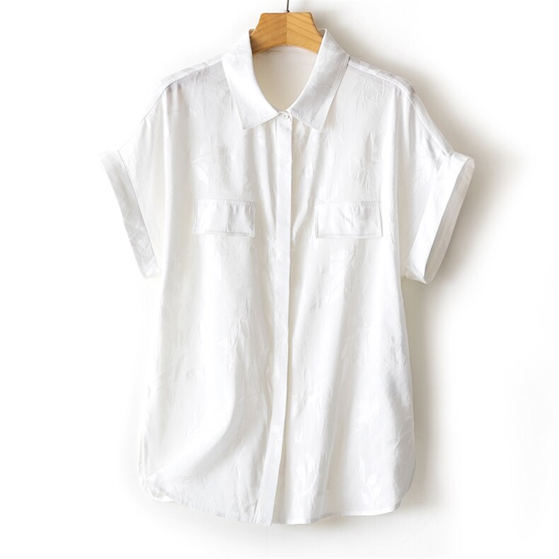 新款简约气质百搭短袖衬衫女宽松休闲上衣，女装衬衫，瑞上羊绒