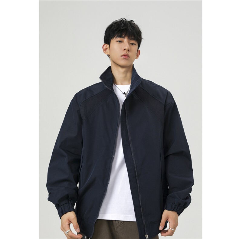 美式罗纹拼接袖子褶皱大码M-5XL教练夹克男JK78056P69控105,男装夹克,星座226-1