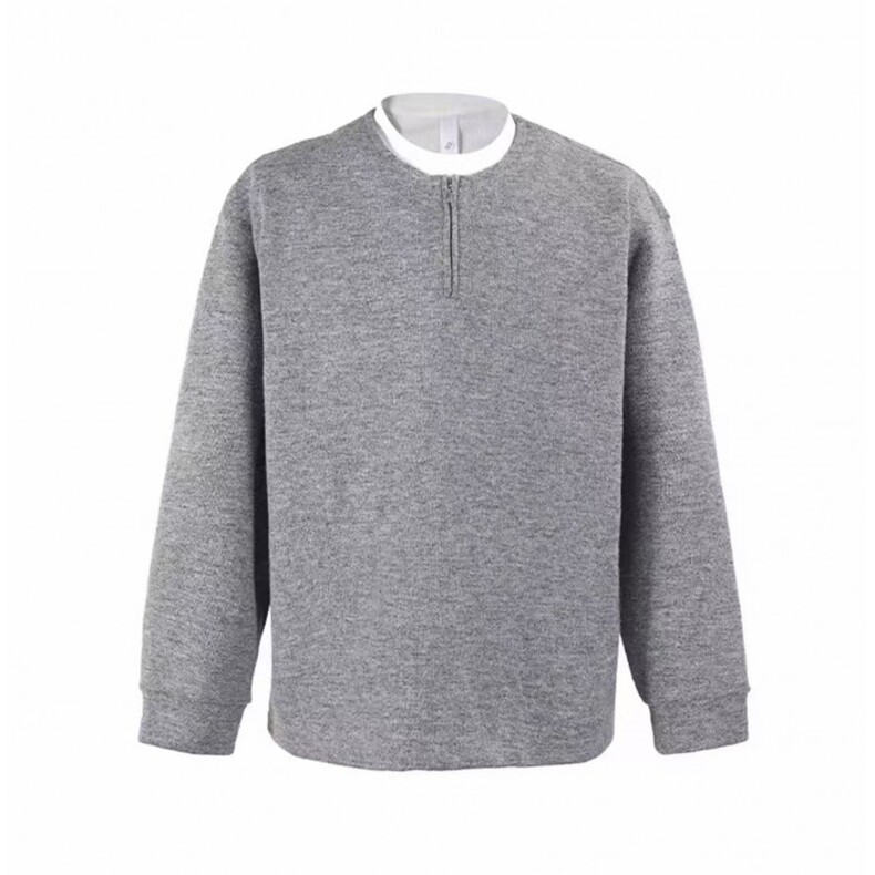 密歇根绵羊毛假两件半拉链老钱V领宽松情侣百搭针织衫毛衣XM03P65，男装针织衫/毛衣，电商D256