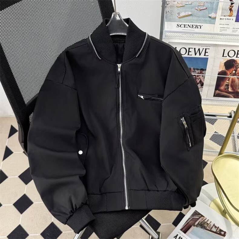 双拉链飞行服夹克男女春秋休闲短款外套上衣3337P68,男装夹克,星座410-2