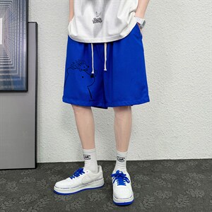 HD74166-P22 华夫格短裤男大码宽松五分裤男直筒中裤图片