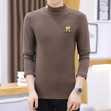 冬季半高领双面绒刺绣M卫衣男加绒加厚保暖打底衫长袖棕337P28，男装卫衣，星座1207