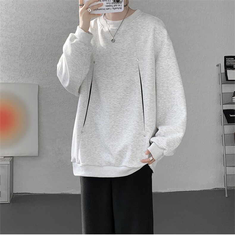 WY10152-特P45控78小众撞色拼接破缝假两件大码男大码情侣卫衣,男装卫衣,电商A059