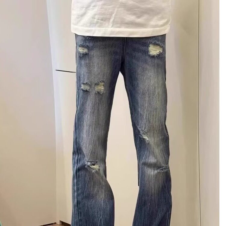 【现货】闪电纹破洞牛仔裤美式高街cleanfit裤子NK06404特P45,男装牛仔裤,星座1004（原星座815-3）