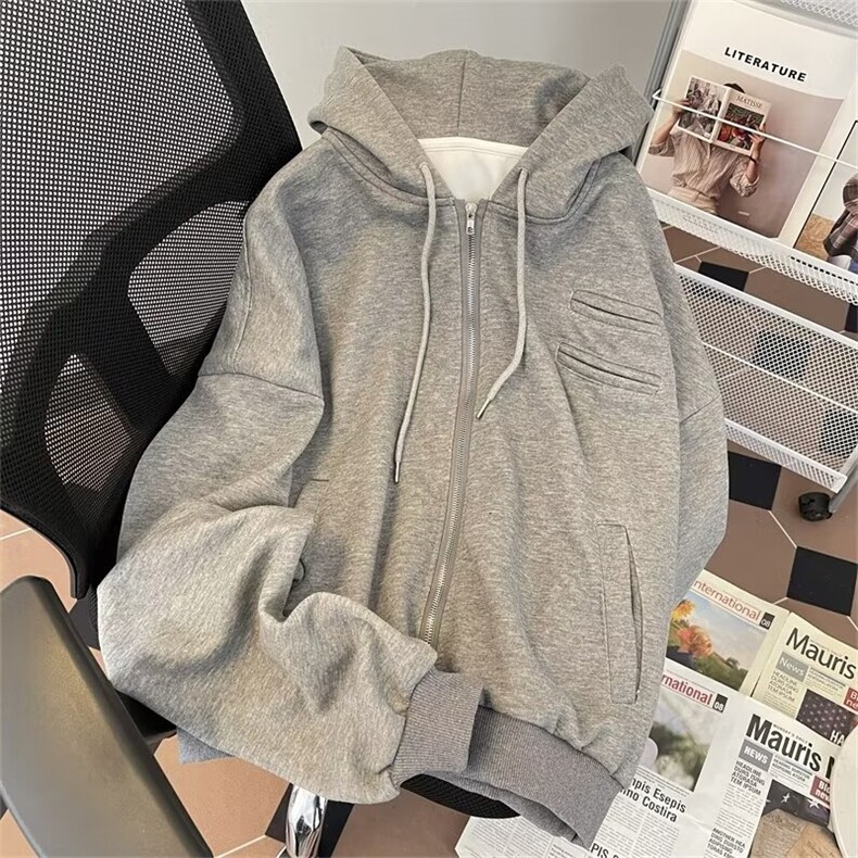 2025新款卫衣港风宽松连帽卫衣开衫男女同款百搭XZ212-QY042-P50，男装卫衣，星座212-1