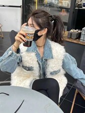 冬季新款托卡拼牛仔皮草外套，女装皮草，邱小姐