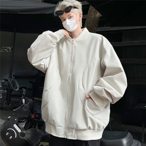 夹克男士春秋季潮流复古时尚休闲宽松纯色情侣棒球服外套9335 P53图片