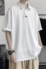 港风夏季新款简约polo衫棉麻宽松翻领短袖A177/T555，男装T恤，电商A177
