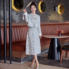 新中式国风套装裙女2025春季新款高级感气质法式盘扣连衣裙两件套，女装套装/套裙，铭街依杨